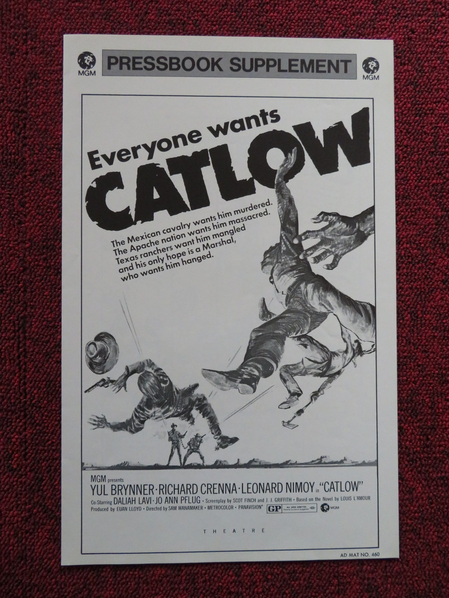 CATLOW US PRESSBOOK SUPPLEMENT- UNCUT YUL BRYNNER RICHARD CRENNA  1971