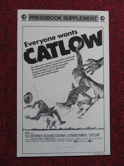 CATLOW US PRESSBOOK SUPPLEMENT- UNCUT YUL BRYNNER RICHARD CRENNA  1971