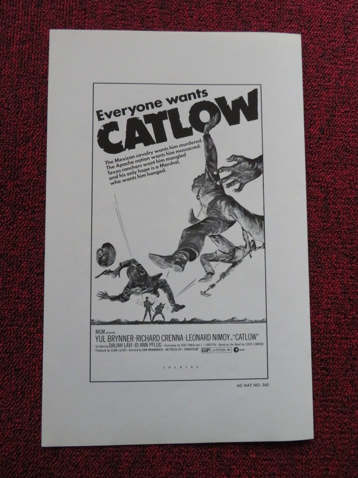 CATLOW US PRESSBOOK SUPPLEMENT- UNCUT YUL BRYNNER RICHARD CRENNA  1971