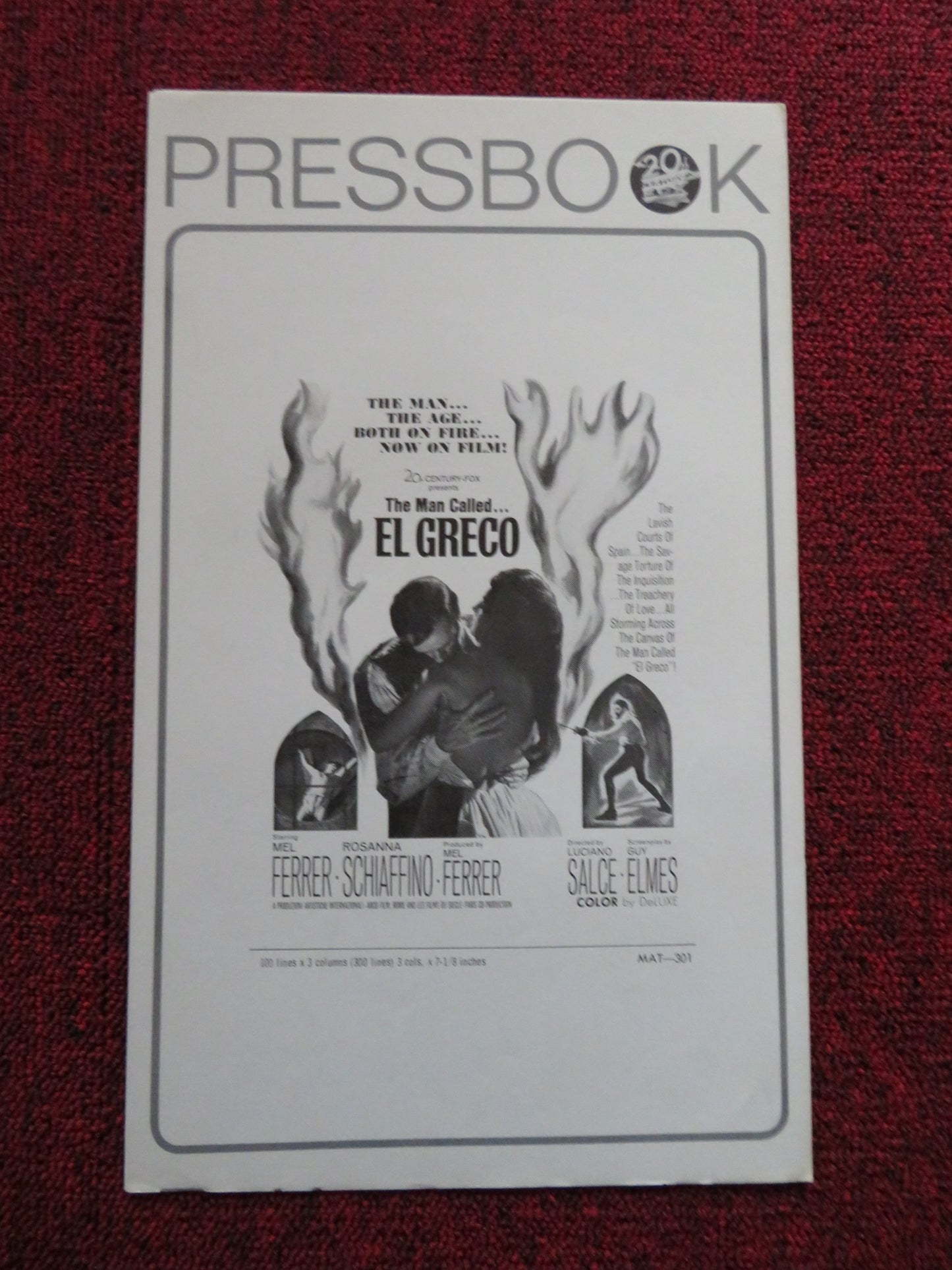 EL GRECO US PRESSBOOK - UNCUT MEL FERRER ROSANNA SCHIAFFINO 1966