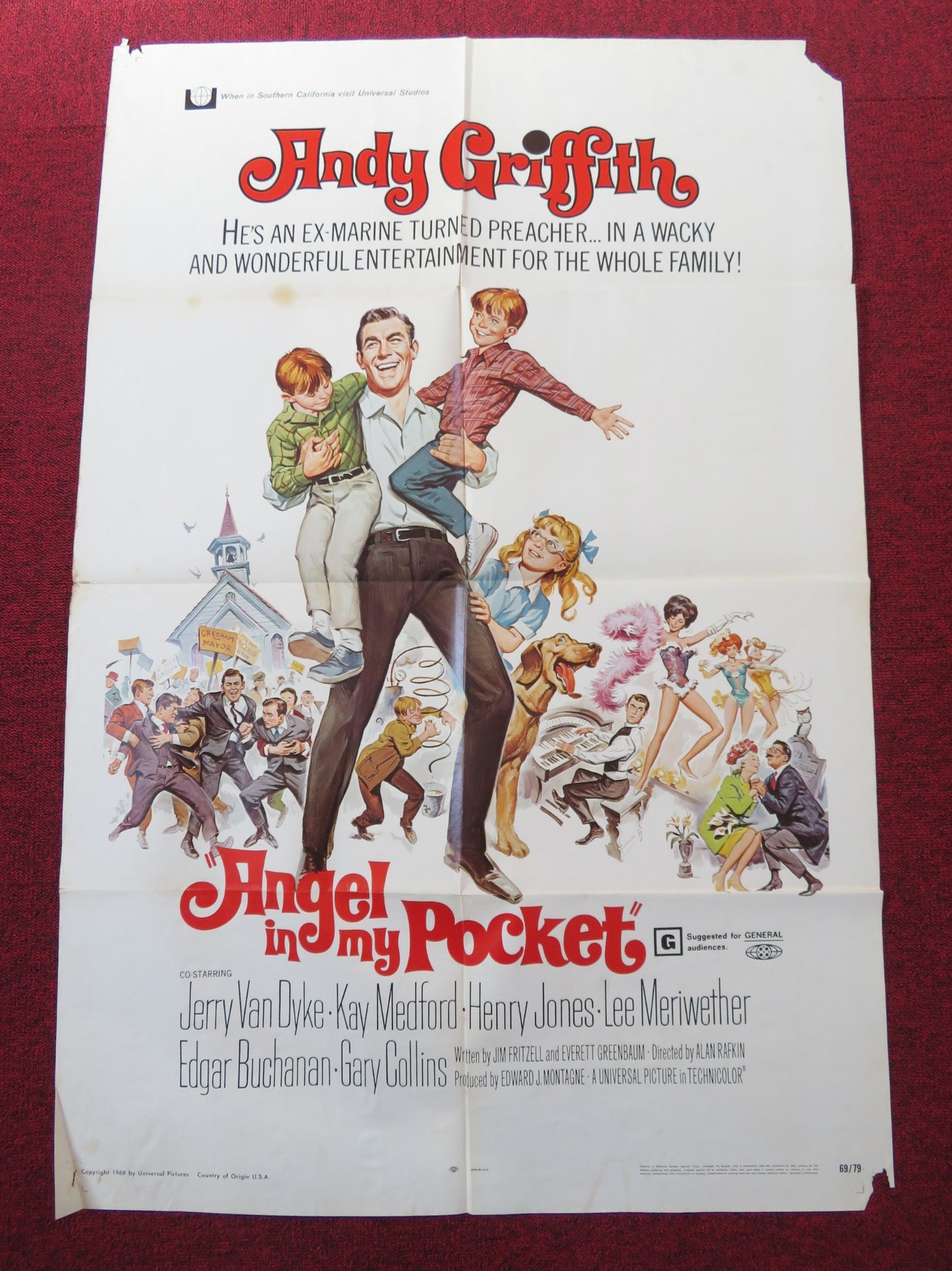 ANGEL IN MY POCKET FOLDED US ONE SHEET POSTER ANDY GRIFFITH JERRY VAN DYKE 1969