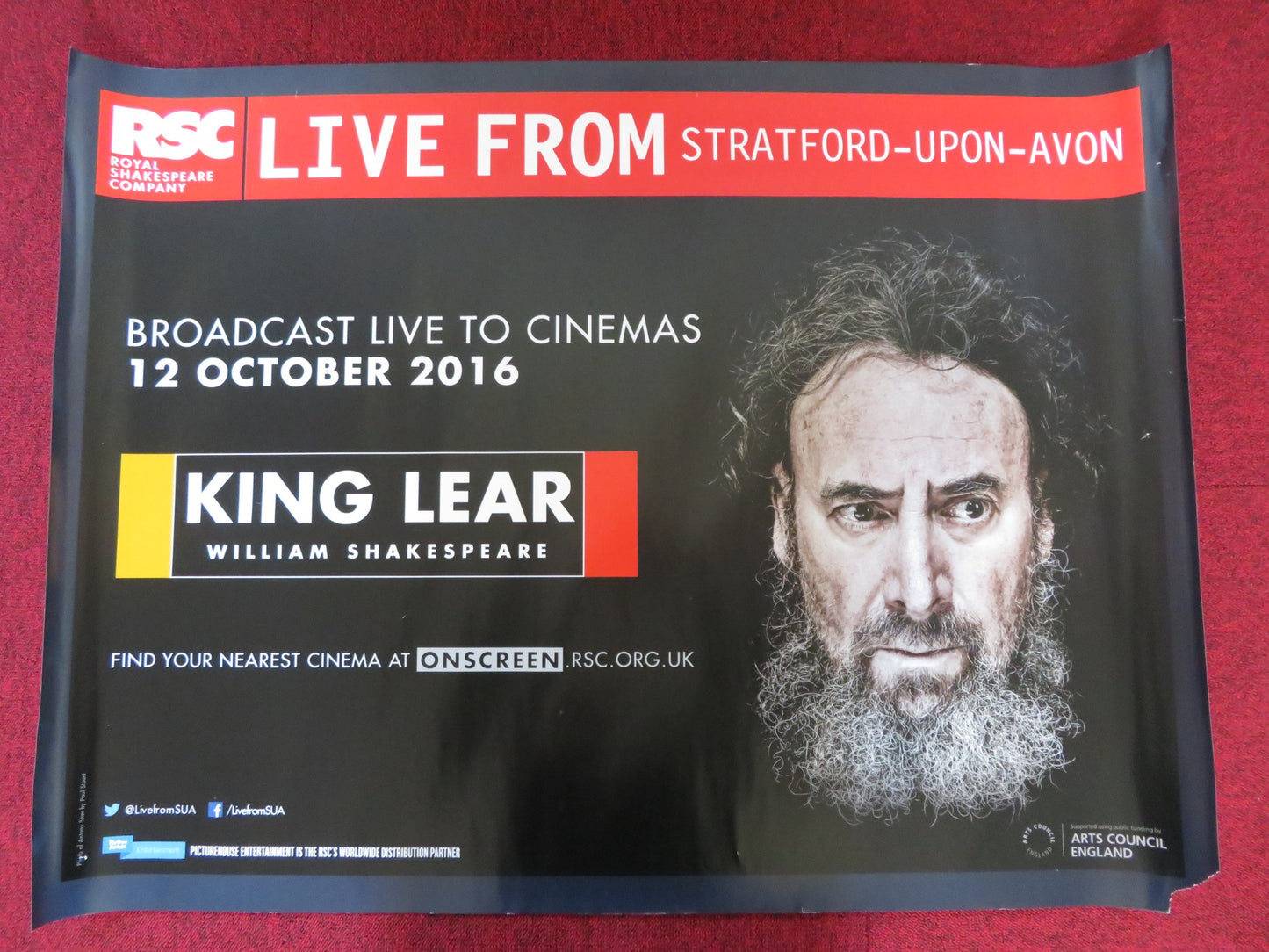 ROYAL SHAKESPEARE COMANY: KING LEAR UK QUAD (30"x 40") ROLLED POSTER 2016