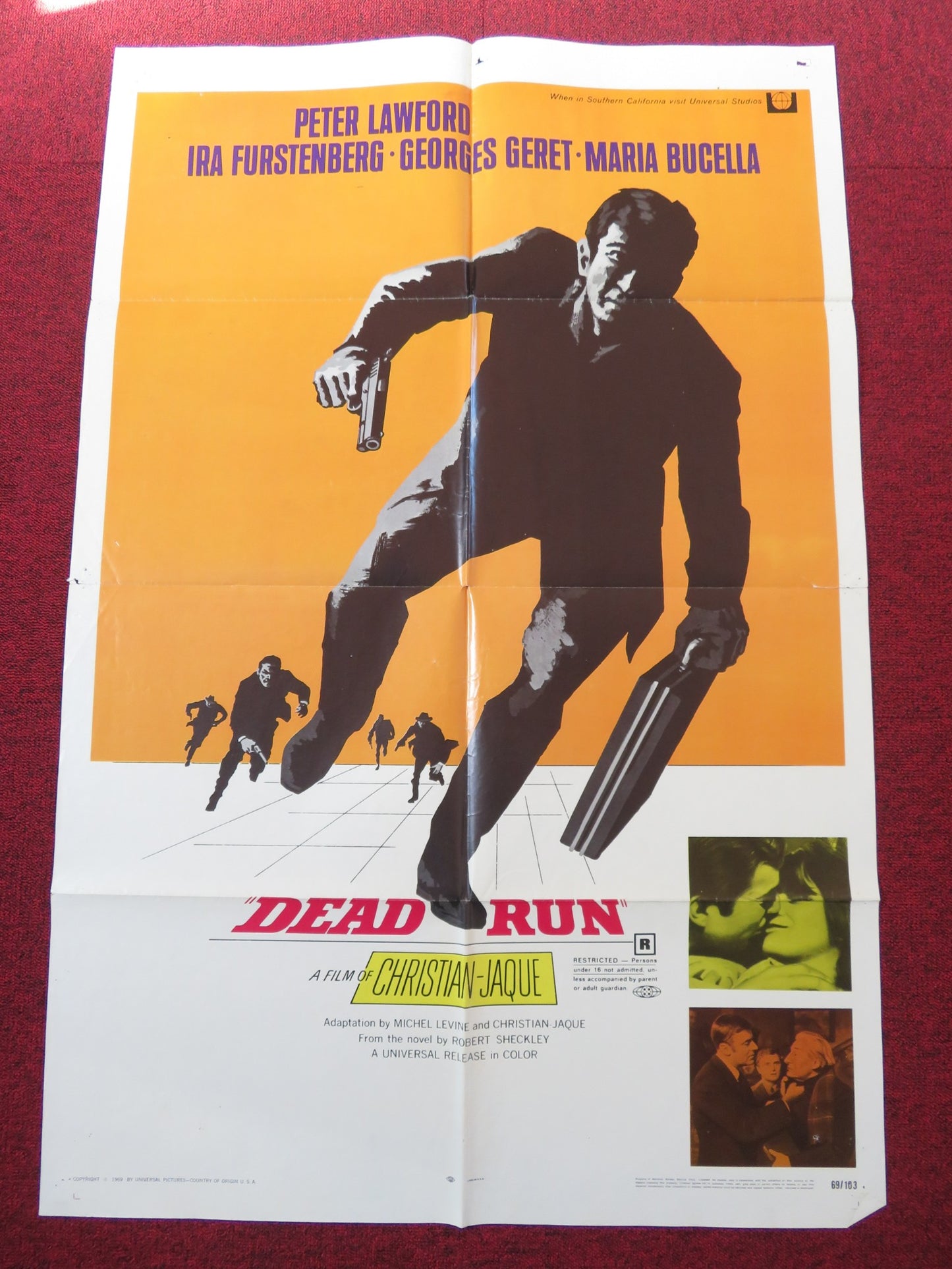 DEAD RUN FOLDED US ONE SHEET POSTER PETER LAWFORD IRA VON FURSTENBERG 1969