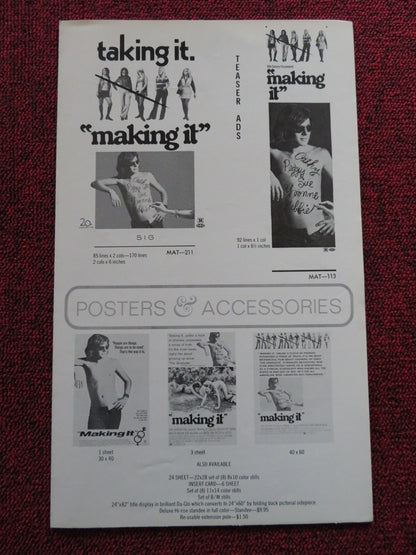 MAKING IT  US PRESSBOOK AND SUPPLEMENT - UNCUT BOB BALABAN MARLYN MASON 1971