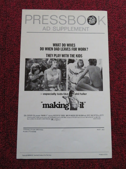 MAKING IT  US PRESSBOOK AND SUPPLEMENT - UNCUT BOB BALABAN MARLYN MASON 1971