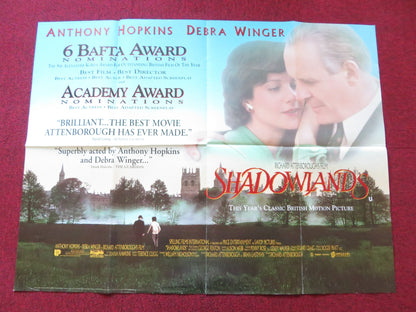 SHADOWLANDS QUAD POSTER FOLDED ANTHONY HOPKINS DEBRA WINGER 1993