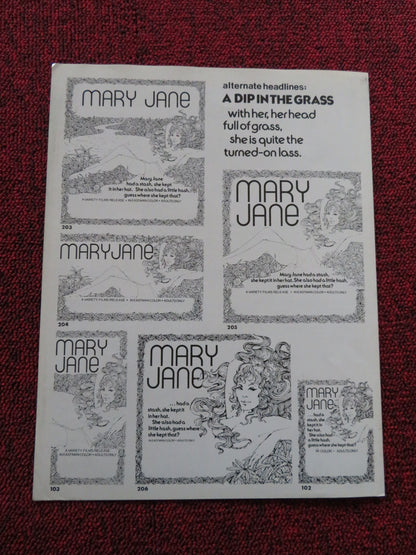 MARY JANE - UNCUT US PRESSBOOK MARC BROCK JACK COLT 1972