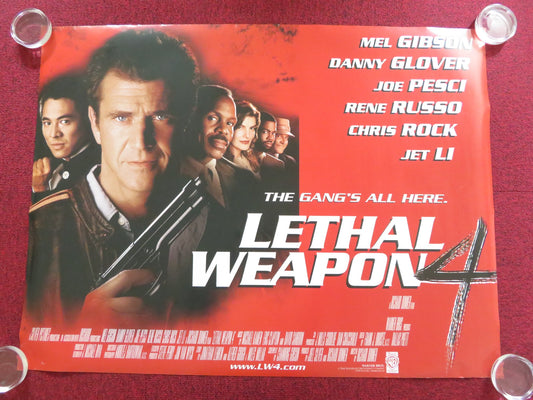 LETHAL WEAPON 4 UK QUAD (30"x 40") ROLLED POSTER MEL GIBSON DANNY GLOVER 1998