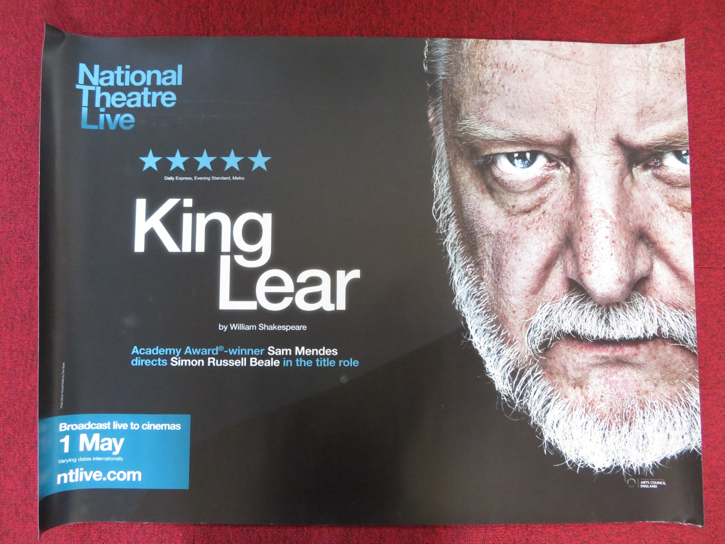 KING LEAR UK QUAD (30"x 40") ROLLED POSTER NATIONAL THEATRE LIVE 2014