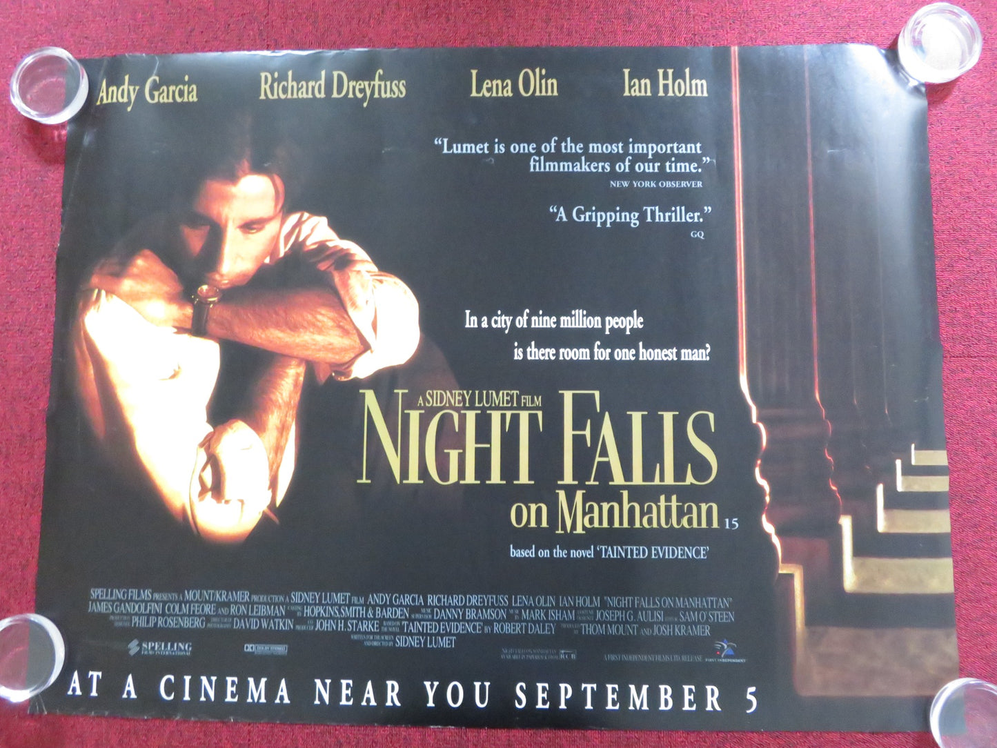 NIGHT FALLS ON MANHATTAN UK QUAD (30"x 40") ROLLED POSTER ANDY GARCIA 1996