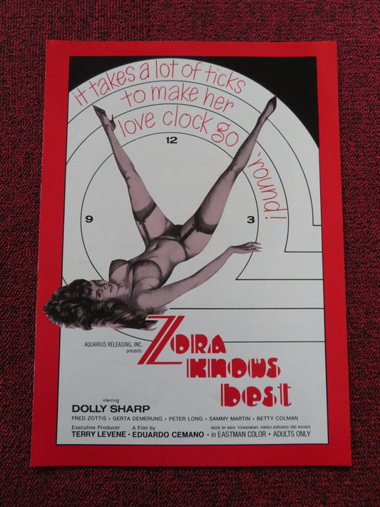 ZORA KNOWS BEST US PRESSBOOK-UNCUT DOLLY SHARP FRED ZOTTIS  1968