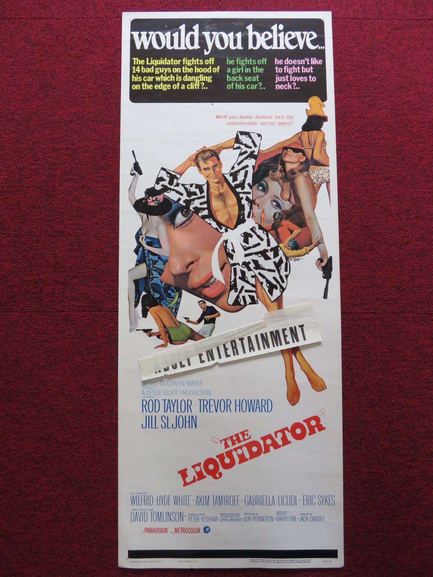 THE LIQUIDATOR US INSERT (14"x 36") POSTER ROD TAYLOR TREVOR HOWARD 1966