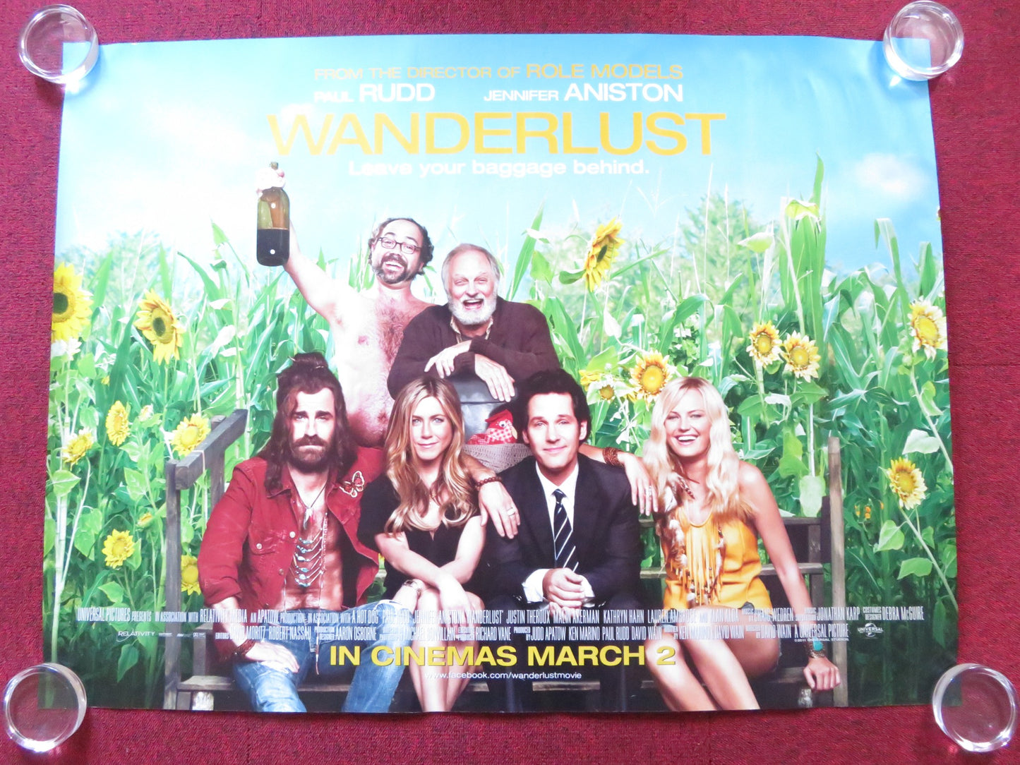 WANDERLUST UK QUAD (30"x 40") ROLLED POSTER PAUL RUDD JENNIFER ANISTON 2012