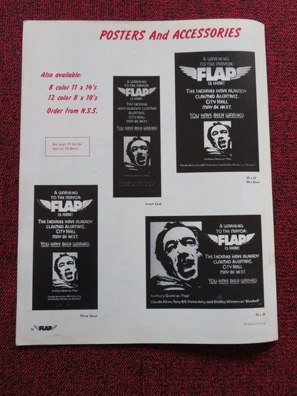 FLAP US PRESSBOOK UNCUT AND SUPPLEMENT ANTHONY QUINN CLAUDE AKINS  1970