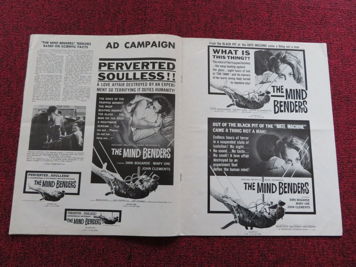 THE MIND BENDERS US PRESSBOOK UNCUT  DIRK BOGADE MARY URE 1963