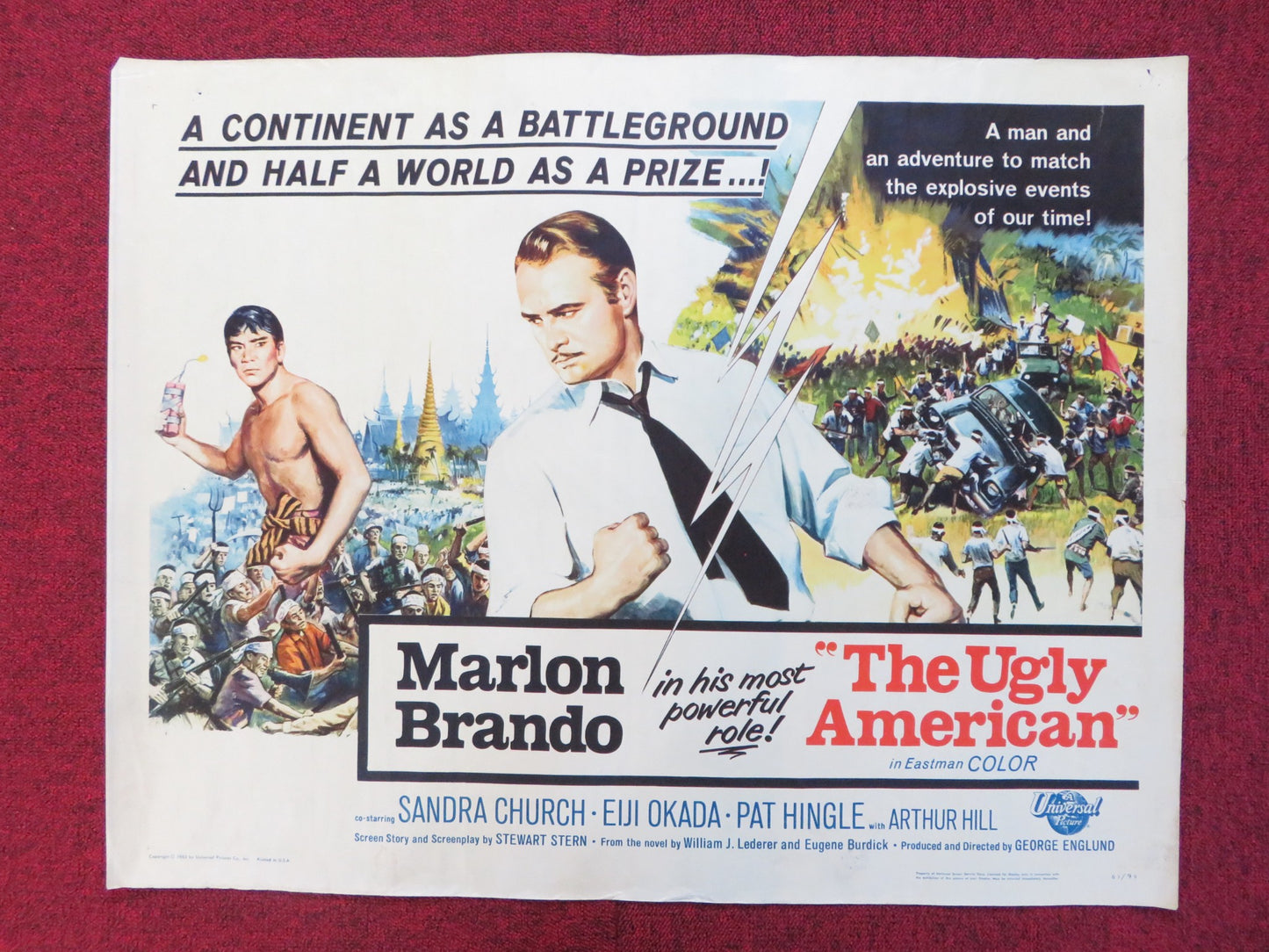 THE UGLY AMERICAN US HALF SHEET (22"x 28") POSTER MARLON BRANDO EIJI OKADA 1963