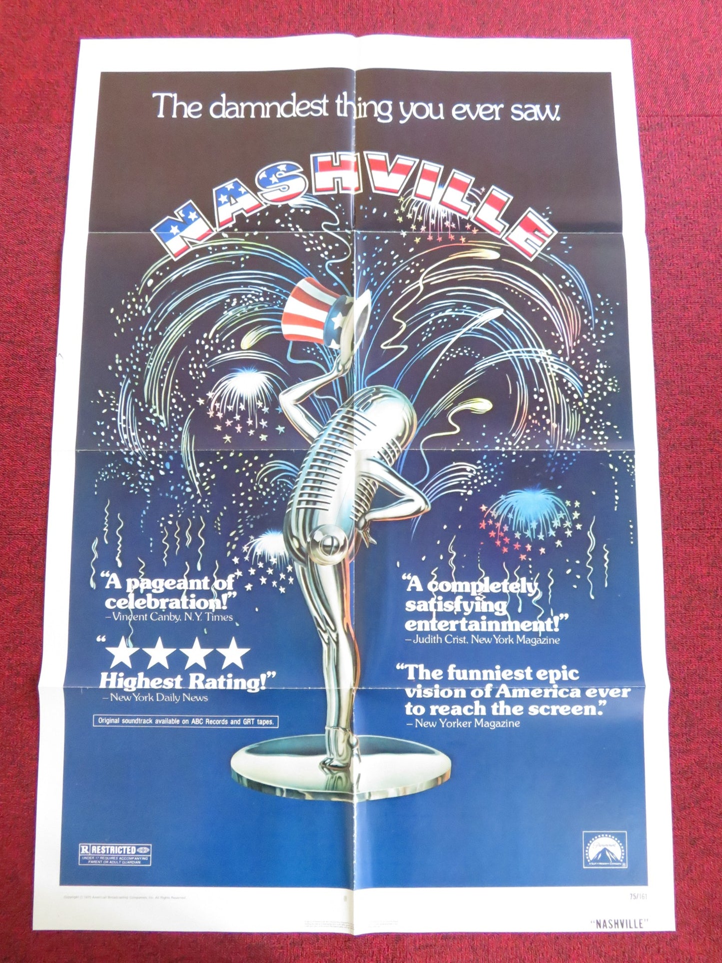 NASHVILLE FOLDED US ONE SHEET POSTER DAVID ARKIN BARBARA BAXLEY 1975