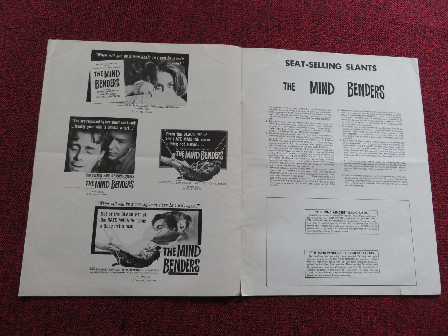 THE MIND BENDERS US PRESSBOOK UNCUT  DIRK BOGADE MARY URE 1963