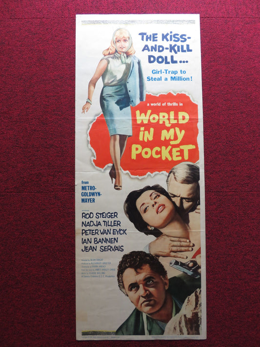 WORLD IN MY POCKET US INSERT (14"x 36") POSTER ROD STEIGER NADJA TILLER 1962