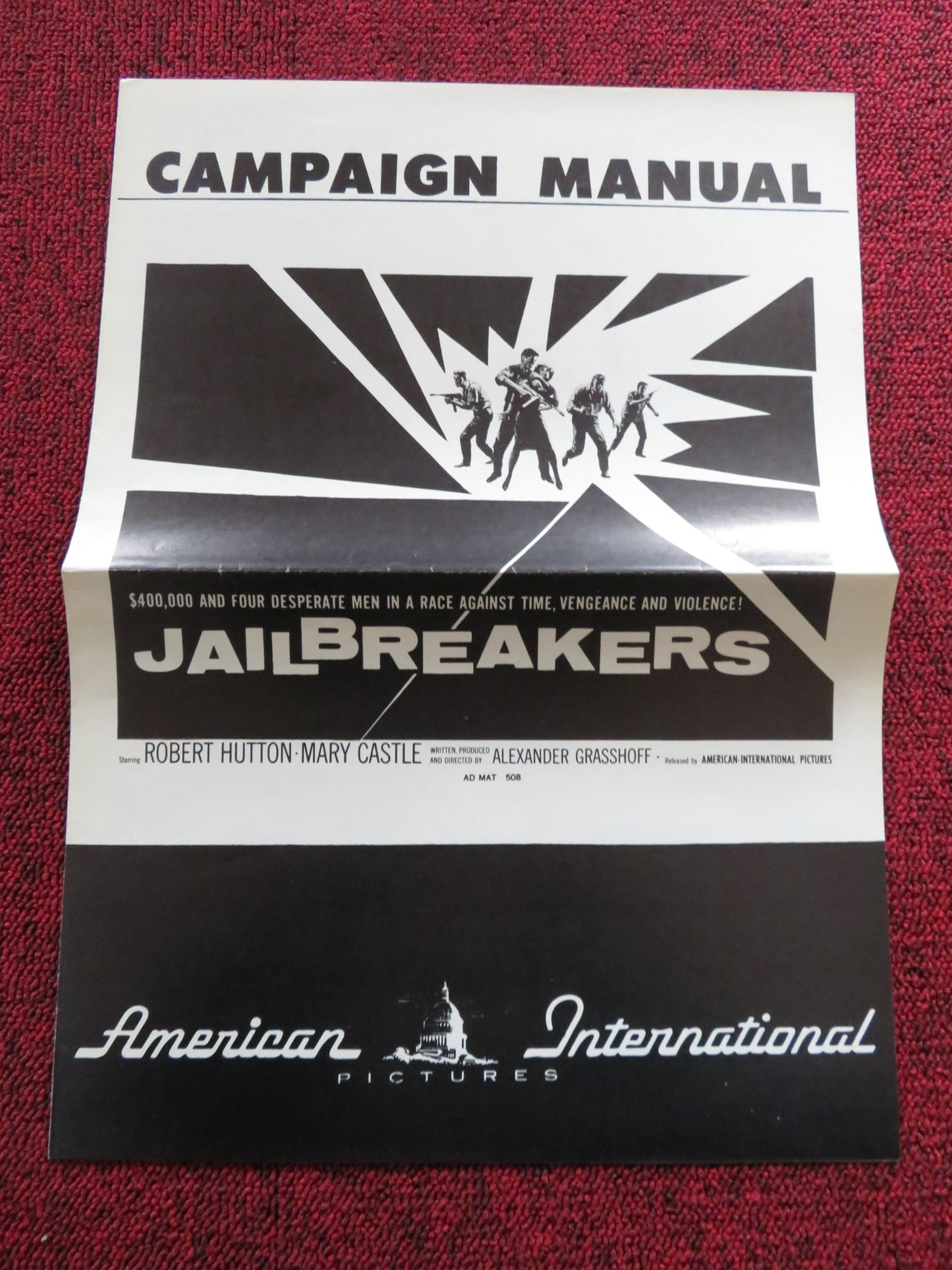 JAILBREAKERS US PRESSBOOK UNCUT ROBERT HUTTON MARY CASTLE  1960