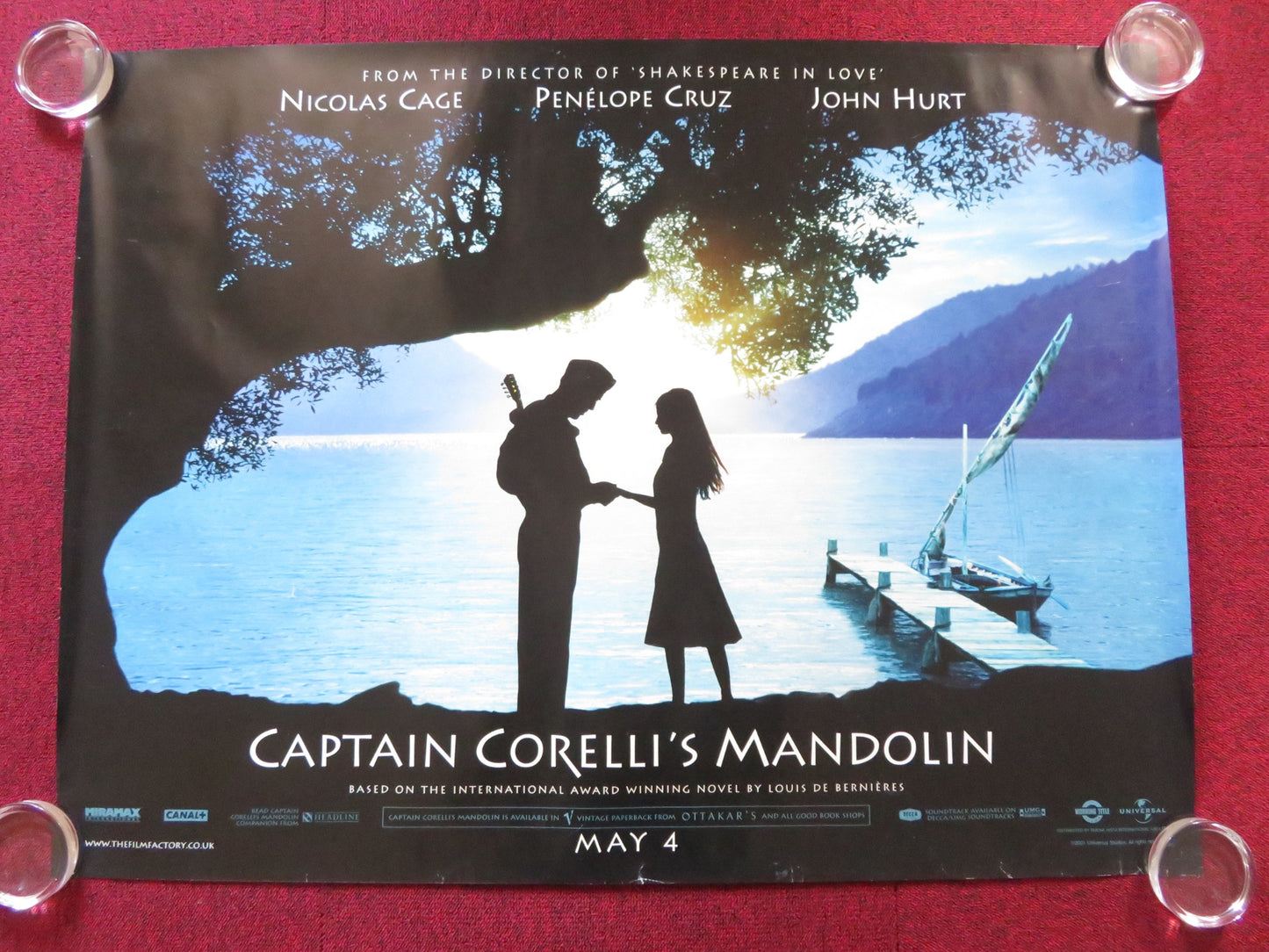 CAPTAIN CORELLI'S MANDOLIN -A UK QUAD (30"x 40") ROLLED POSTER NICOLAS CAGE 2001