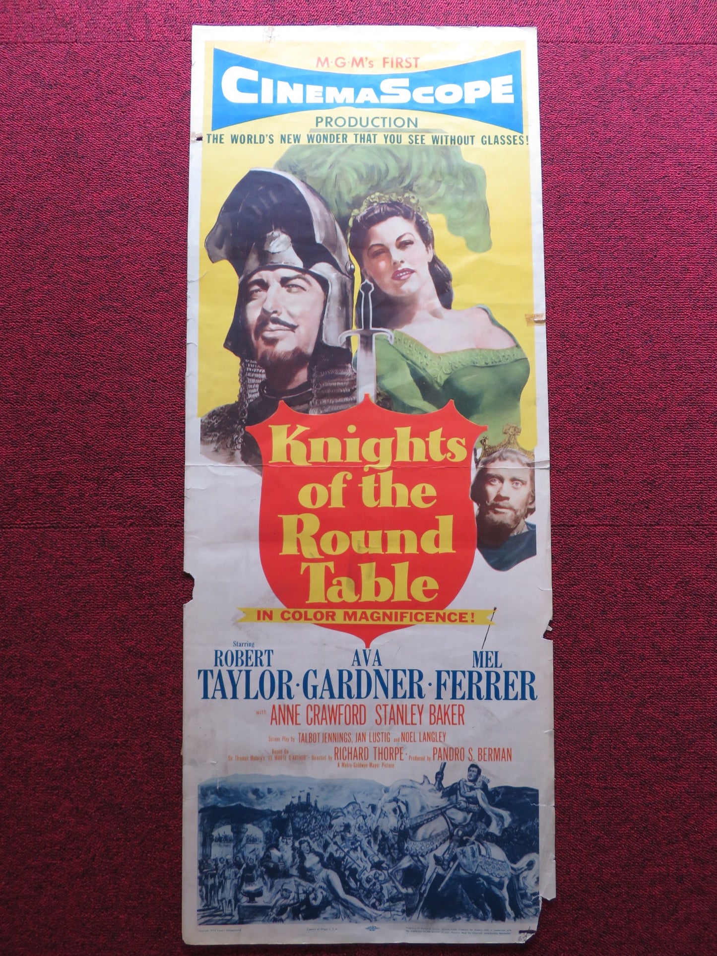 KNIGHTS OF THE ROUND TABLE US INSERT (14"x 36") POSTER R. TAYLOR A. GARDNER 1954