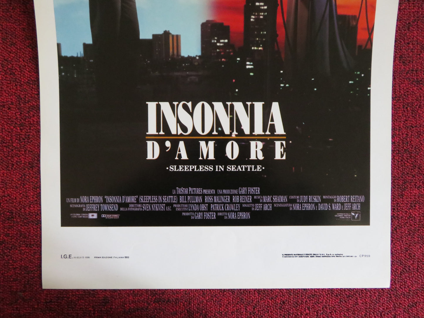 SLEEPLESS IN SEATTLE ITALIAN LOCANDINA POSTER TOM HANKS MEG RYAN 1993