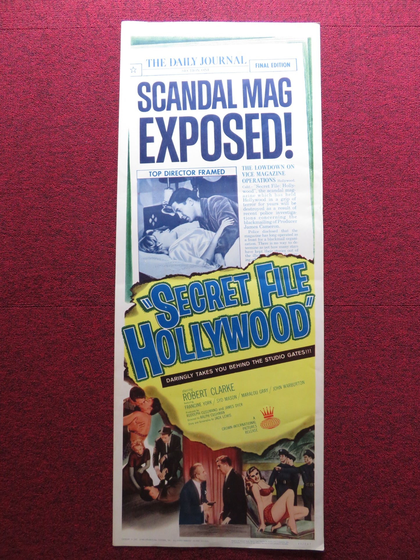 SECRET FILE: HOLLYWOOD US INSERT (14"x 36") POSTER ROBERT CLARKE F. YORK 1961