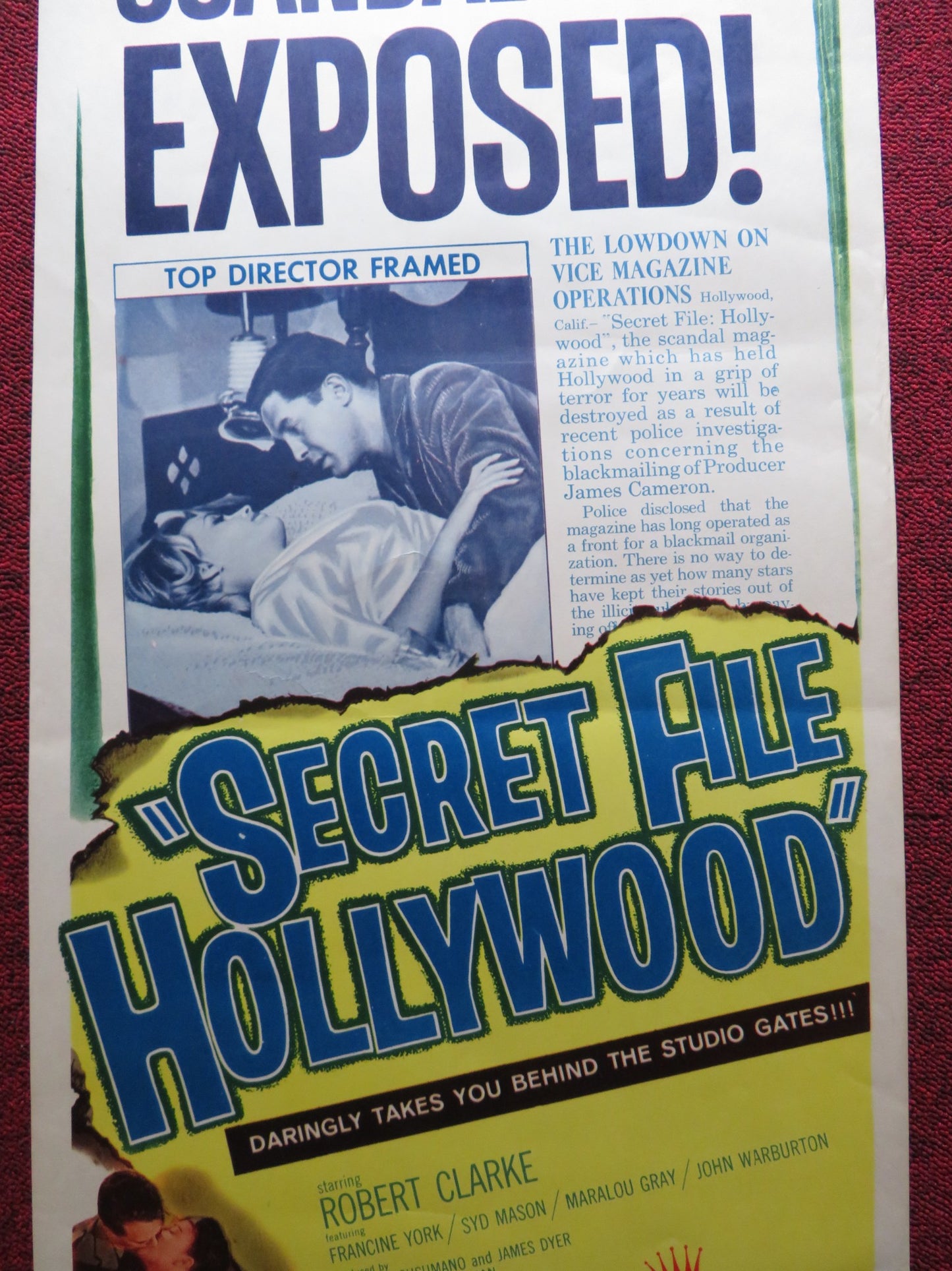 SECRET FILE: HOLLYWOOD US INSERT (14"x 36") POSTER ROBERT CLARKE F. YORK 1961