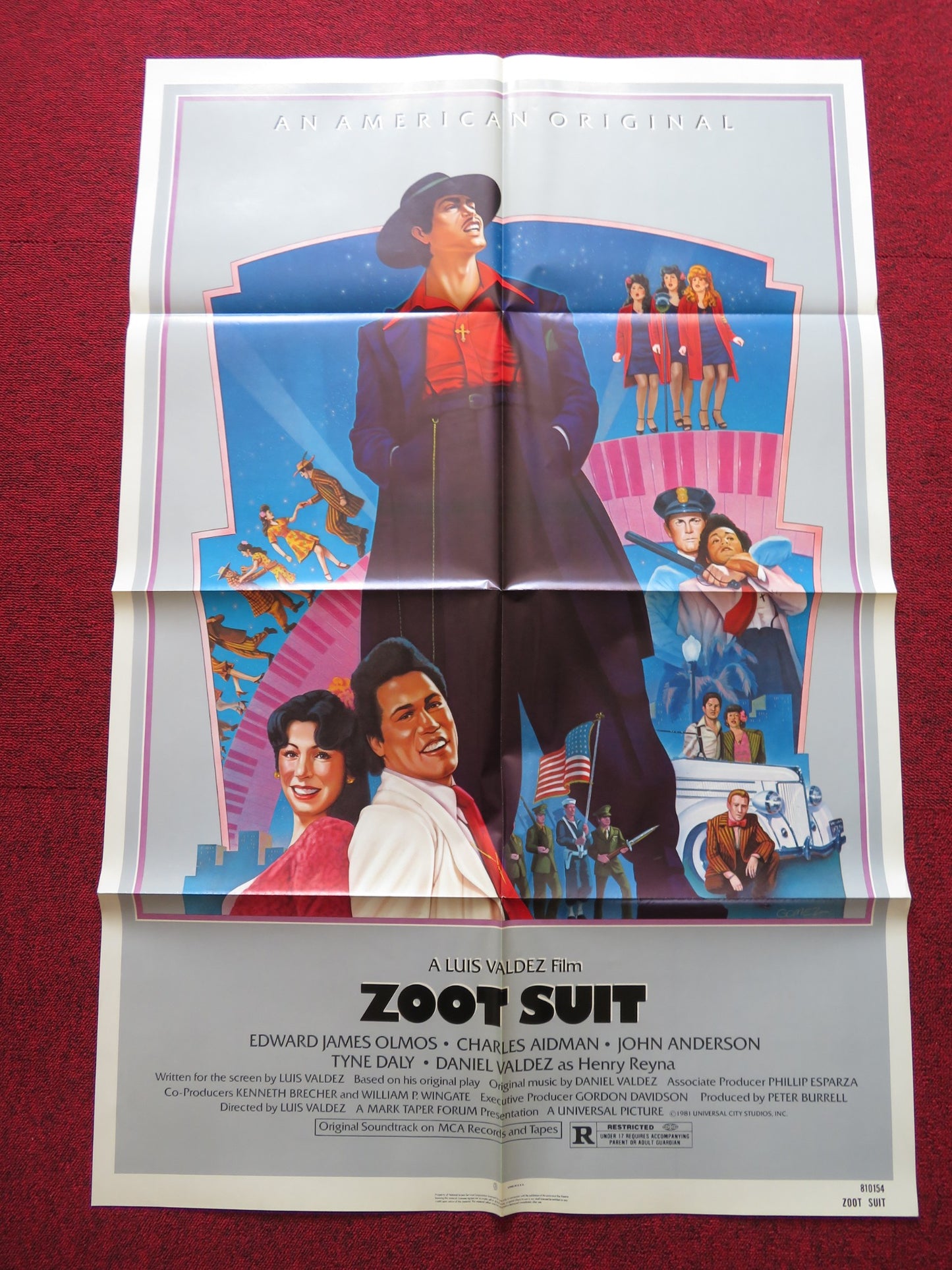 ZOOT SUIT FOLDED US ONE SHEET POSTER EDWARD JAMES OLMOS CHARLES AIDMAN 1981