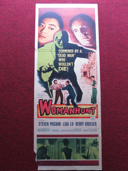 WOMANHUNT US INSERT (14"x 36") POSTER STEVEN PICCARO LISA LU 1961