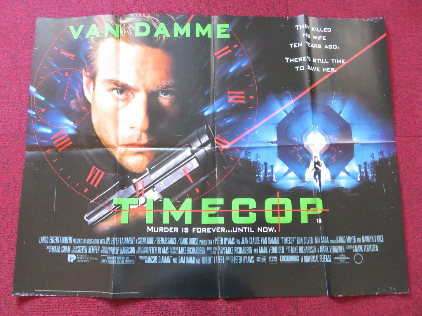 TIMECOP UK QUAD POSTER FOLDED JEAN-CLAUDE VAN DAMME MIA SARA 1994