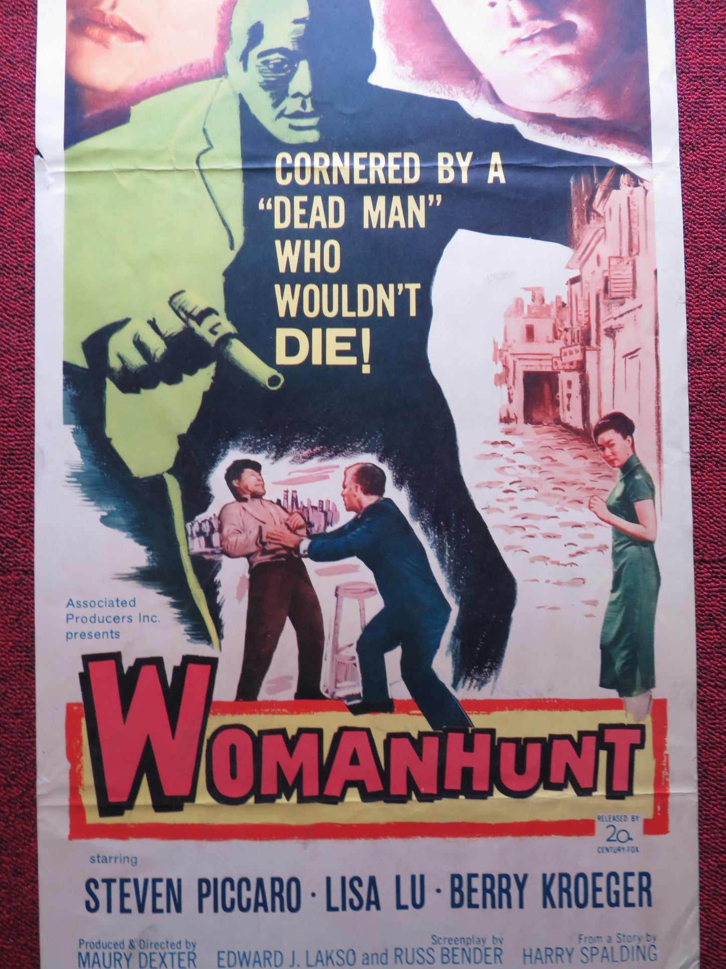 WOMANHUNT US INSERT (14"x 36") POSTER STEVEN PICCARO LISA LU 1961