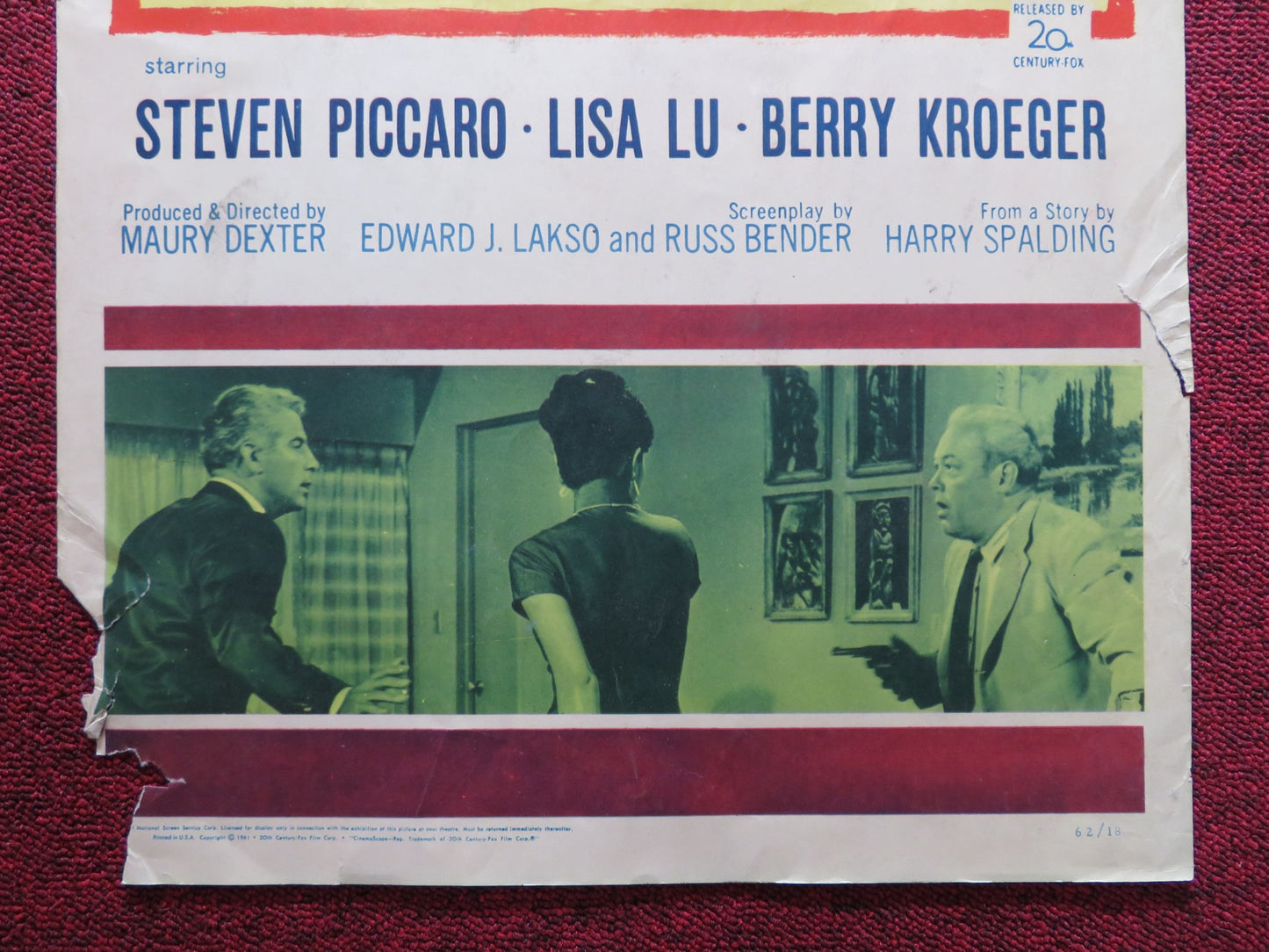 WOMANHUNT US INSERT (14"x 36") POSTER STEVEN PICCARO LISA LU 1961