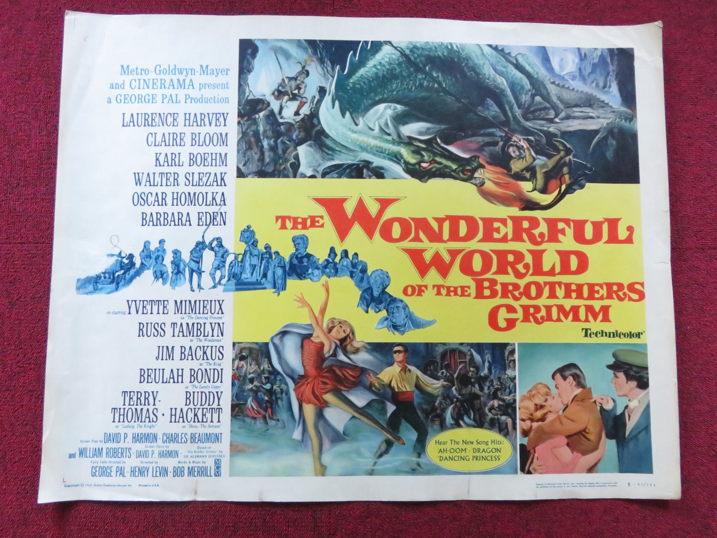 THE WONDERFUL WORLD OF THE BROTHERS GRIMM HALF SHEET (22"x 28") POSTER 1963