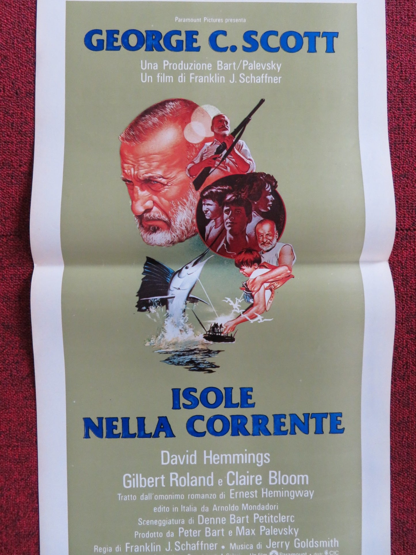 ISLANDS IN THE STREAM ITALIAN LOCANDINA POSTER GEORGE C. SCOTT D. HEMMINGS 1977