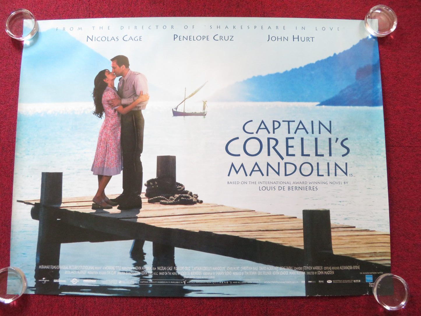 CAPTAIN CORELLI'S MANDOLIN -B UK QUAD (30"x 40") ROLLED POSTER NICOLAS CAGE 2001