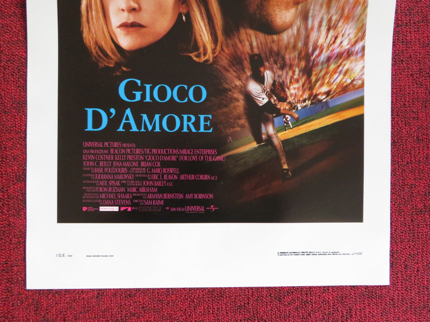 FOR THE LOVE OF THE GAME ITALIAN LOCANDINA POSTER KEVIN COSTNER K. PRESTON 2000