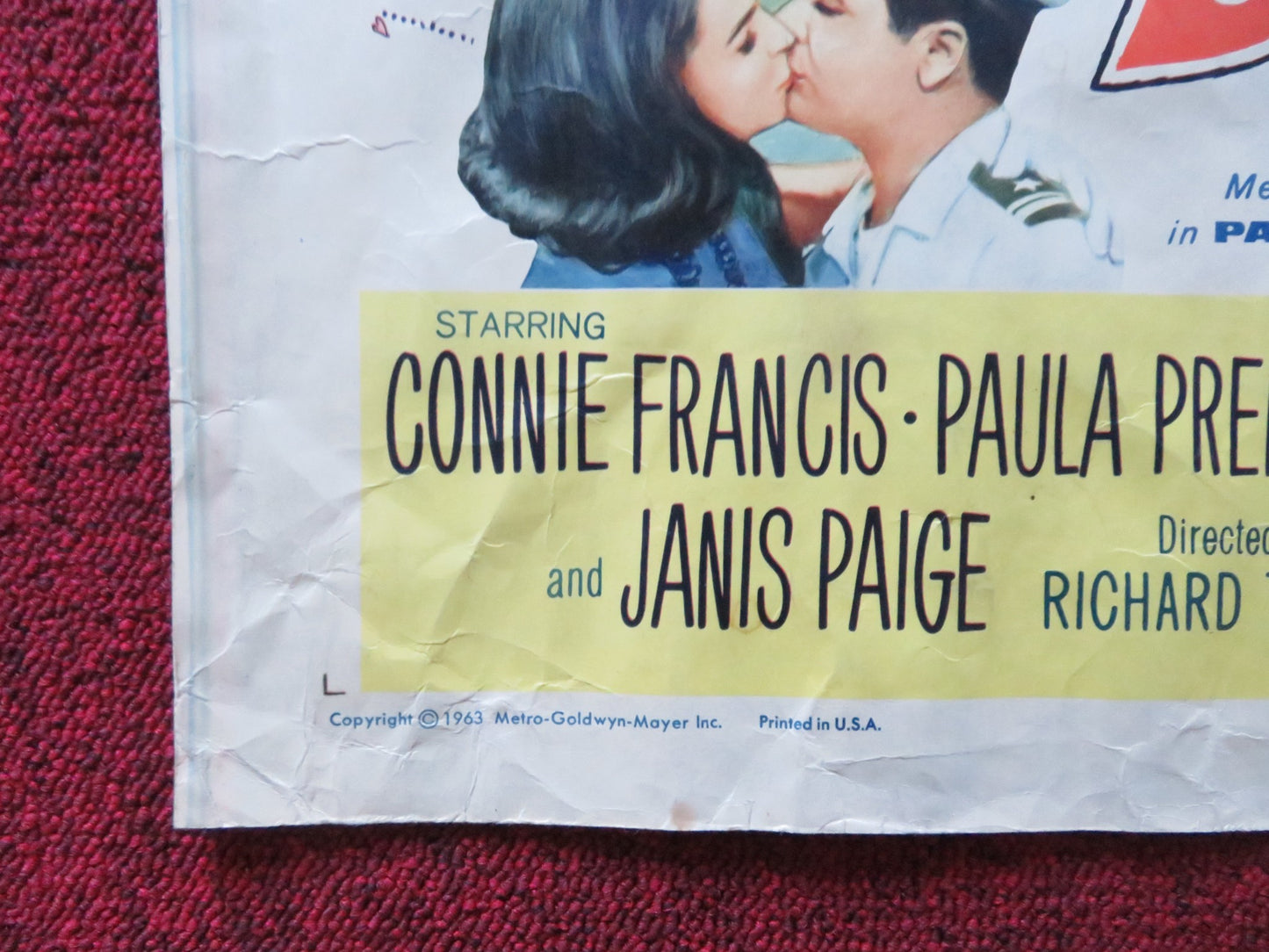 FOLLOW THE BOYS HALF SHEET (22"x 28") POSTER CONNIE FRANCIS PAULA PRENTISS 1963