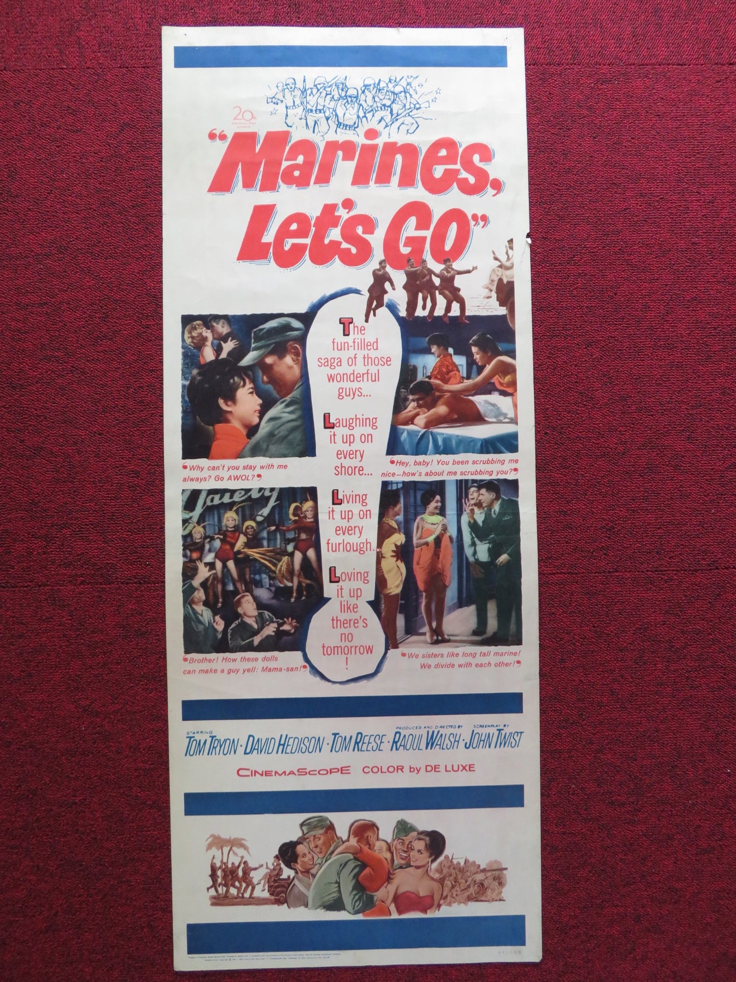 MARINES, LET'S GO US INSERT (14"x 36") POSTER TOM TRYON DAVID HEDISON 1961