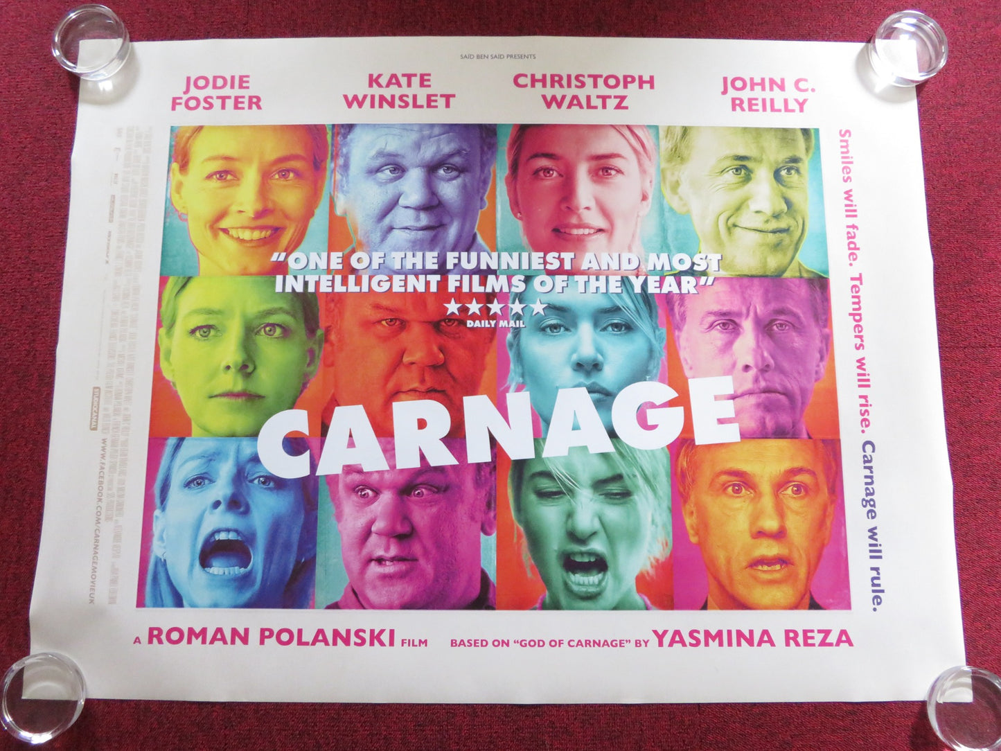 CARNAGE - A UK QUAD (30"x 40") ROLLED POSTER JODIE FOSTER KATE WINSLET 2011