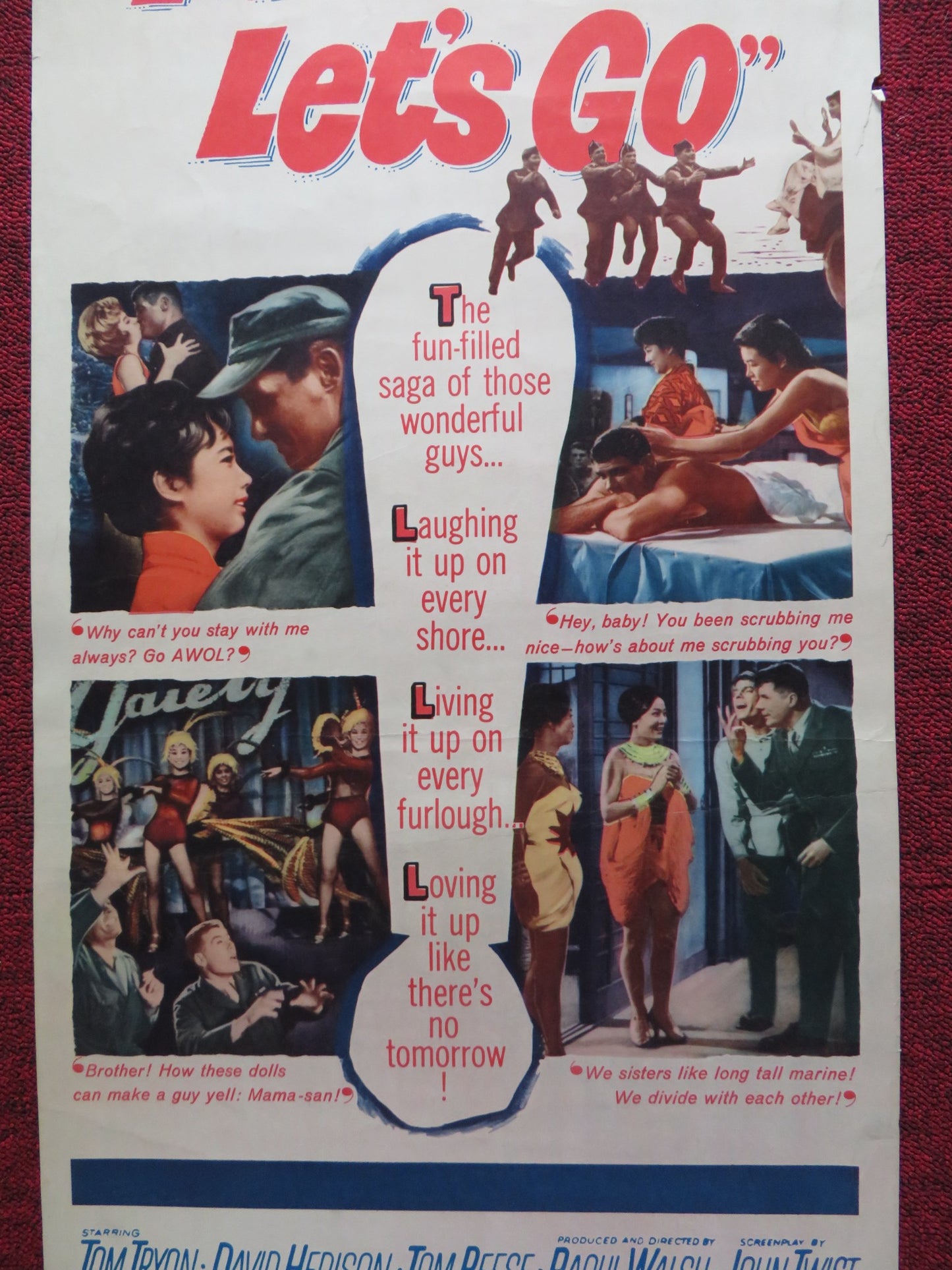 MARINES, LET'S GO US INSERT (14"x 36") POSTER TOM TRYON DAVID HEDISON 1961