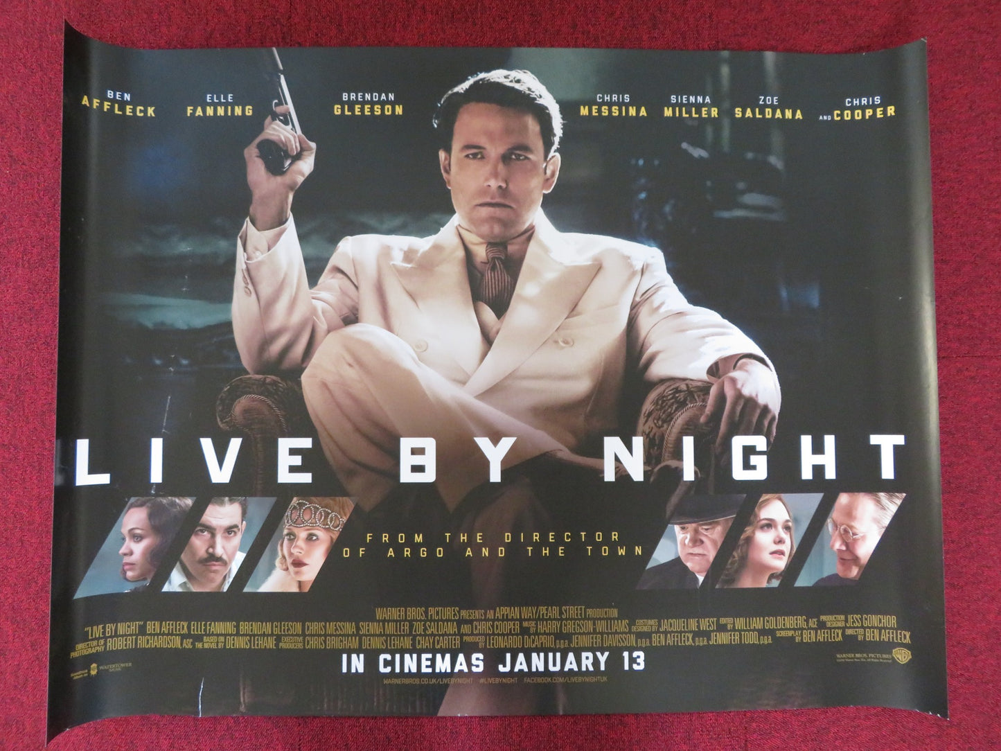 LIVE BY NIGHT UK QUAD (30"x 40") ROLLED POSTER BEN AFFLECK ELLE FANNING 2016