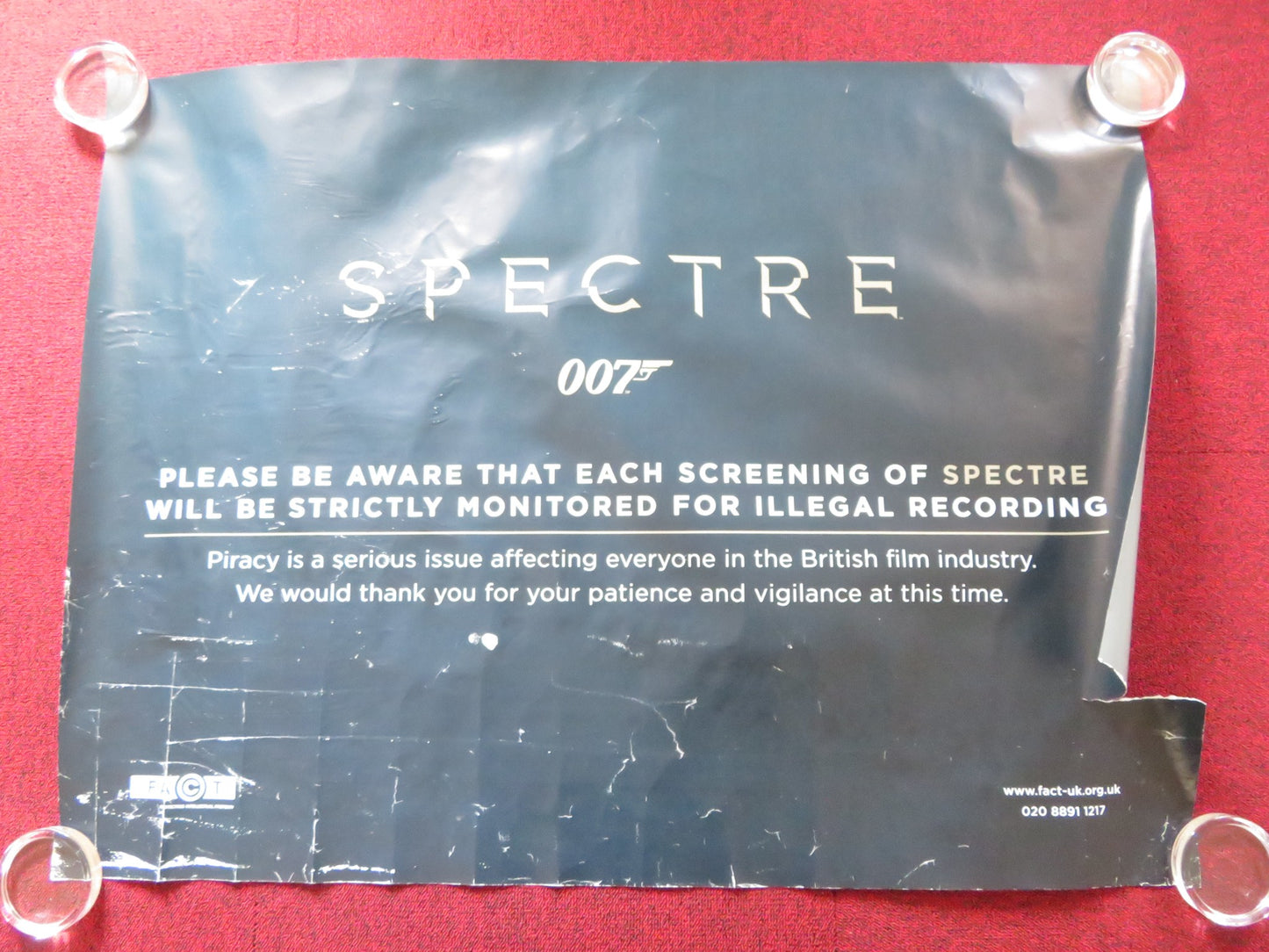 SPECTRE UK QUAD (30"x 40") ROLLED POSTER DANIEL CRAIG CHRISTOPH WALTZ 2015