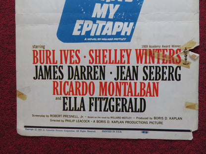 LET NO MAN WRITE MY EPITAPH US INSERT (14"x 36") POSTER BURL IVES S. WINTER 1960