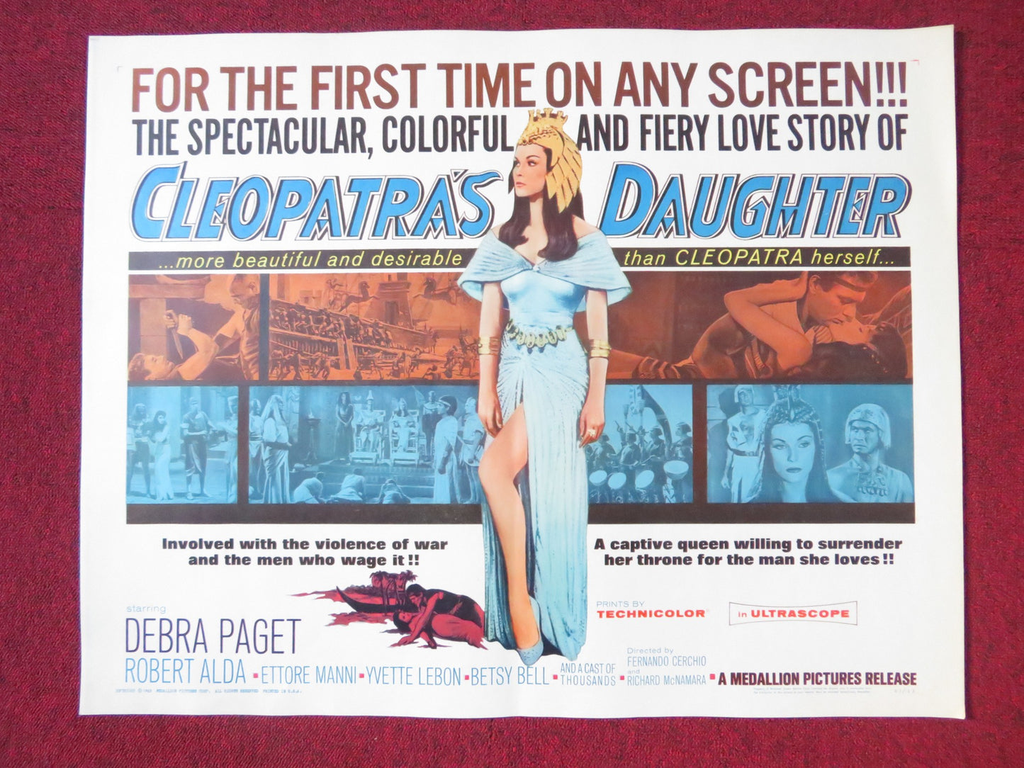 CLEOPATRA'S DAUGHTER HALF SHEET (22"x 28") POSTER DEBRA PAGET ROBERT ALDA 1963