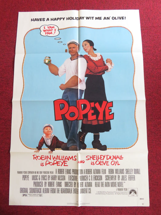 POPEYE FOLDED US ONE SHEET POSTER ROBIN WILLIAMS SHELLEY DUVALL 1980