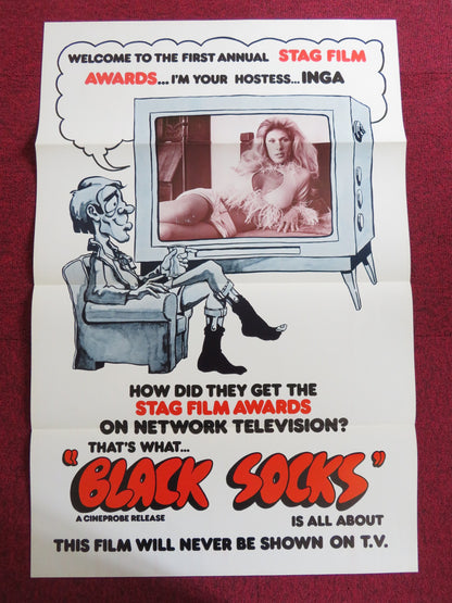 BLACK SOCKS US TRI FOLDED ONE SHEET ROLLED POSTER KEITH LUCKETT J. WALTERS 1974