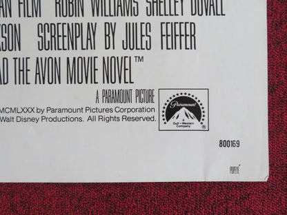 POPEYE FOLDED US ONE SHEET POSTER ROBIN WILLIAMS SHELLEY DUVALL 1980