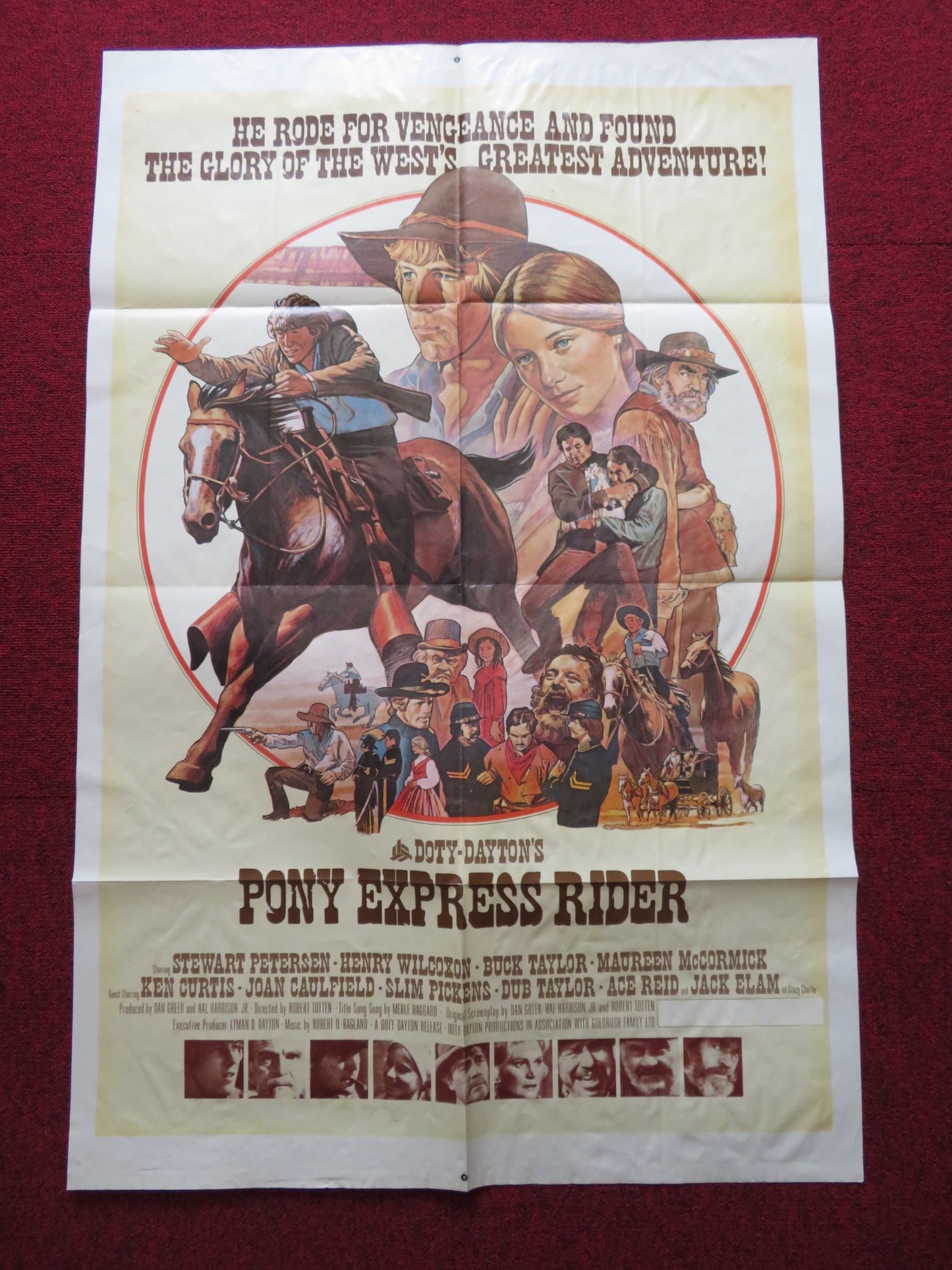 PONY EXPRESS RIDER FOLDED US ONE SHEET POSTER STEWART PETERSON H. WILCOXON 1976